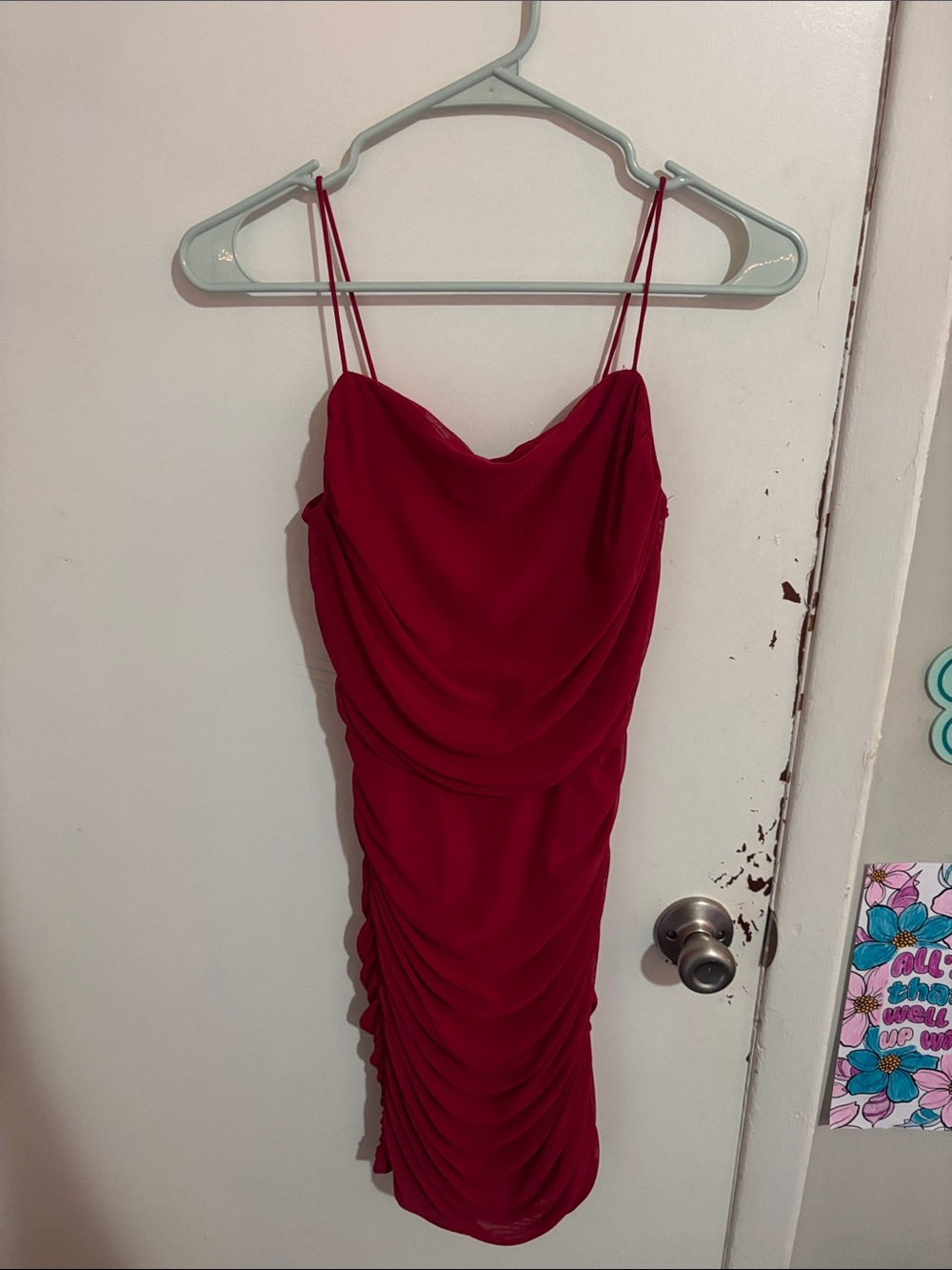 Junior's L Charlotte Russe Night Out Mesh Dress Red - Polyester Blend
